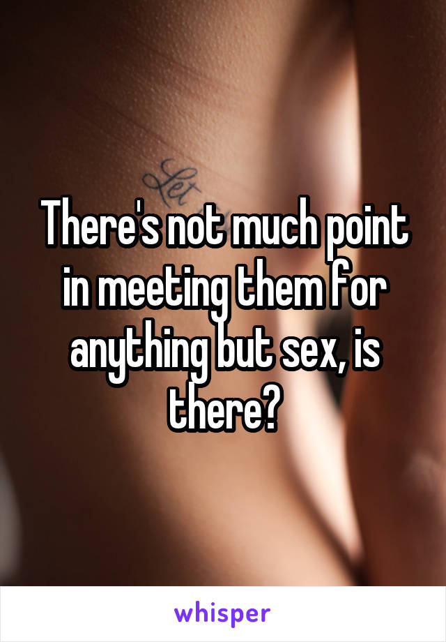 There's not much point in meeting them for anything but sex, is there?