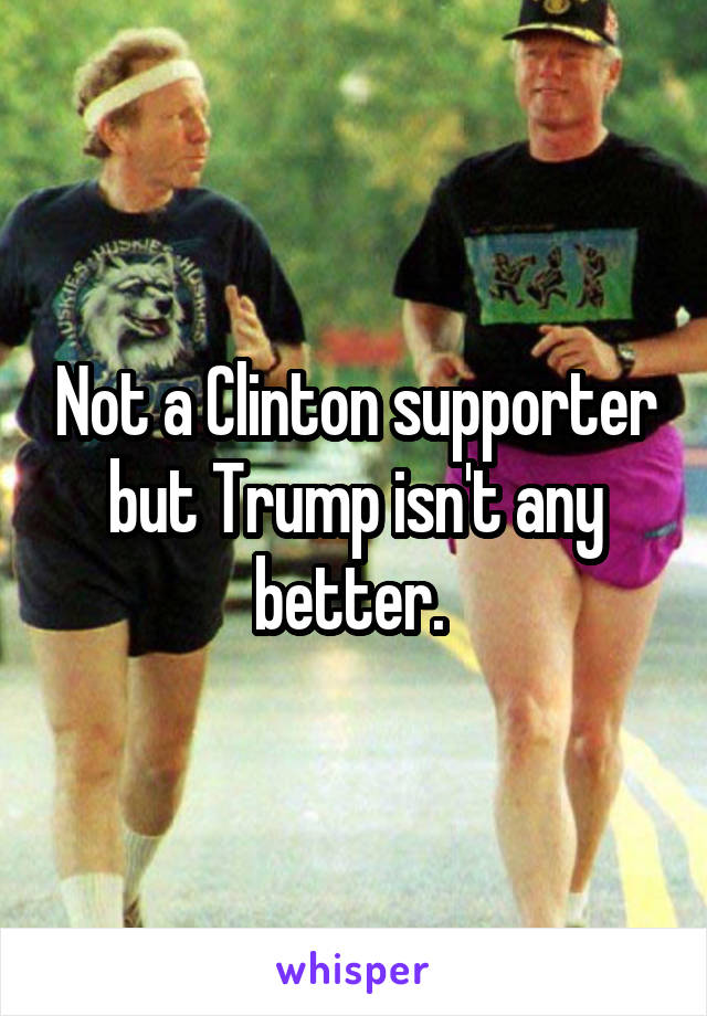 Not a Clinton supporter but Trump isn't any better. 