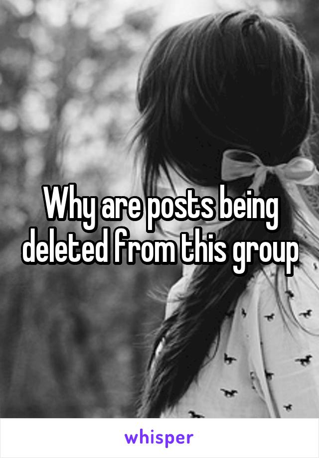 Why are posts being deleted from this group