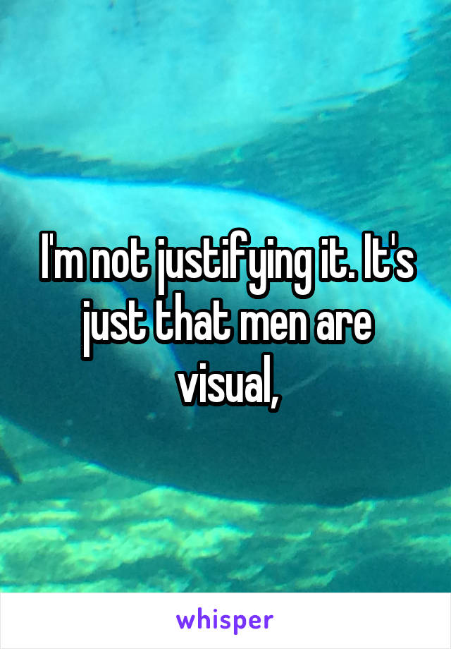I'm not justifying it. It's just that men are visual,