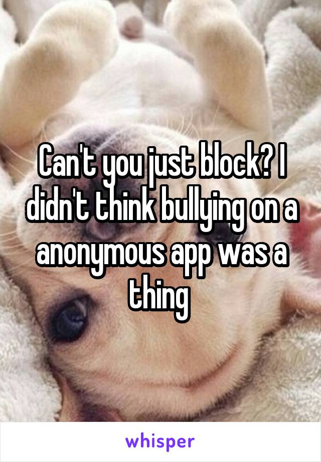 Can't you just block? I didn't think bullying on a anonymous app was a thing 