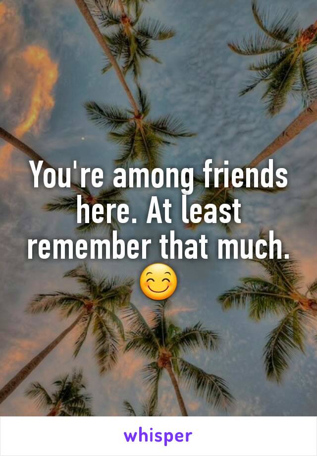 You're among friends here. At least remember that much. 😊