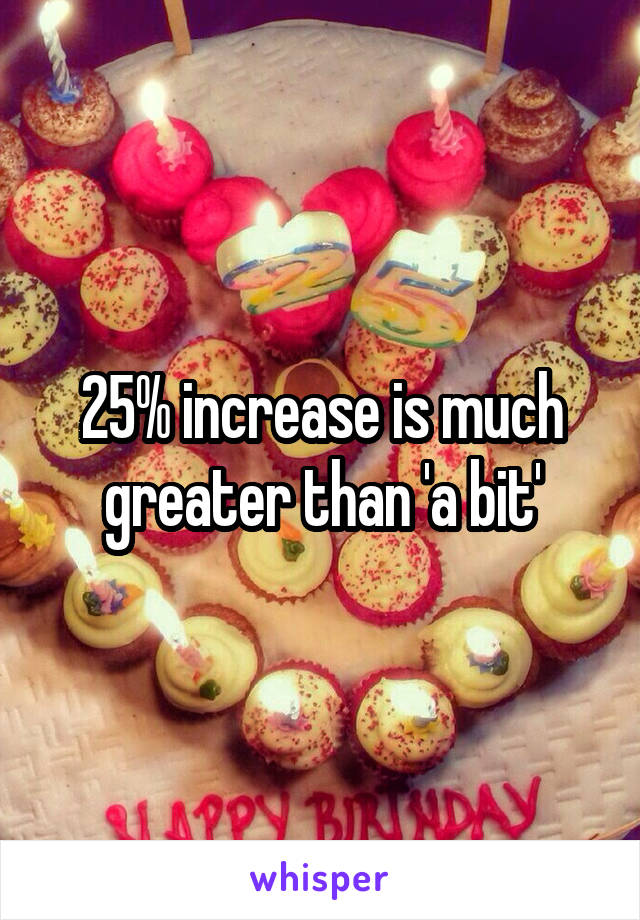 25% increase is much greater than 'a bit'