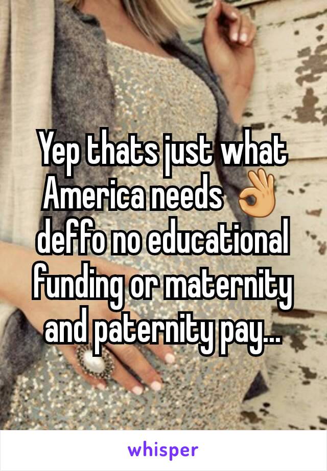 Yep thats just what America needs 👌 deffo no educational funding or maternity and paternity pay...