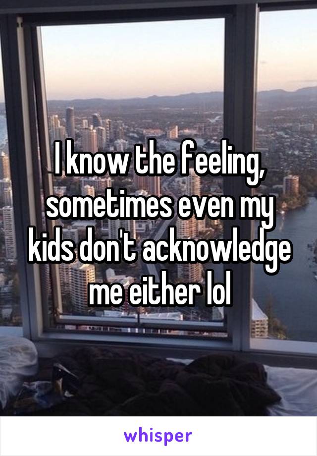 I know the feeling, sometimes even my kids don't acknowledge me either lol