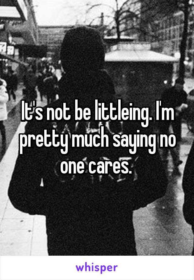 It's not be littleing. I'm pretty much saying no one cares. 