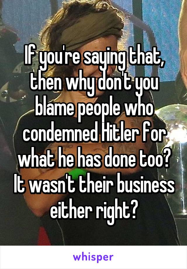 If you're saying that, then why don't you blame people who condemned Hitler for what he has done too? It wasn't their business either right?