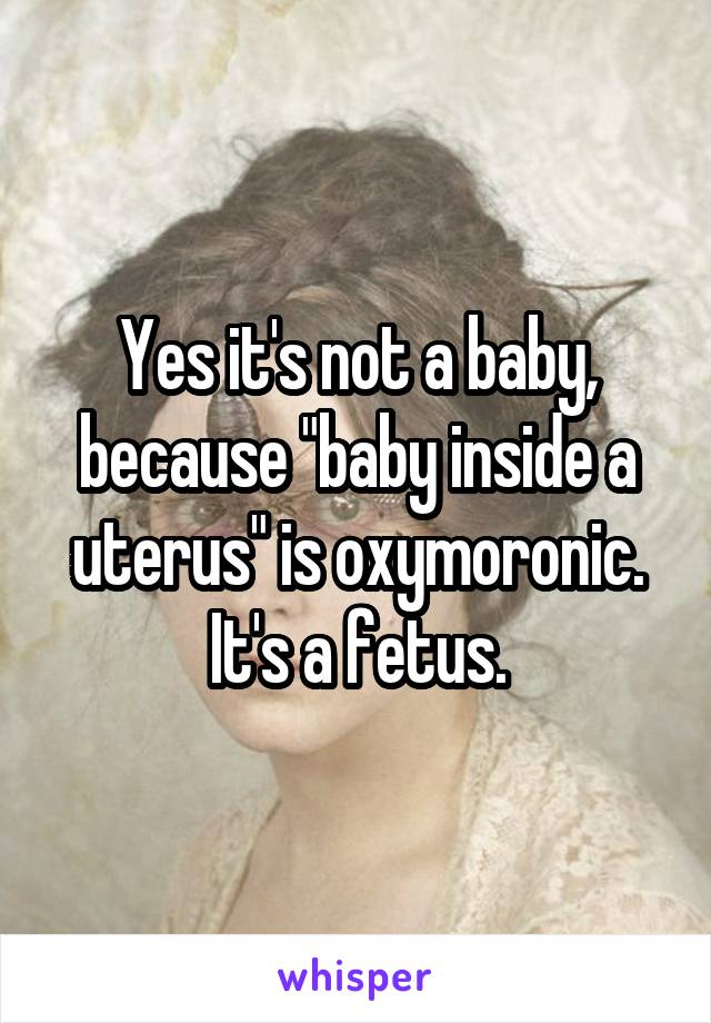 Yes it's not a baby, because "baby inside a uterus" is oxymoronic. It's a fetus.