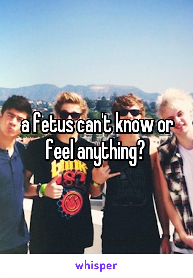 a fetus can't know or feel anything? 