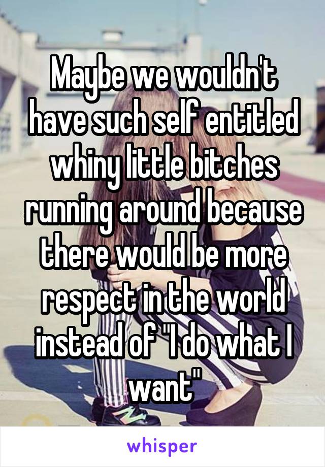 Maybe we wouldn't have such self entitled whiny little bitches running around because there would be more respect in the world instead of "I do what I want"