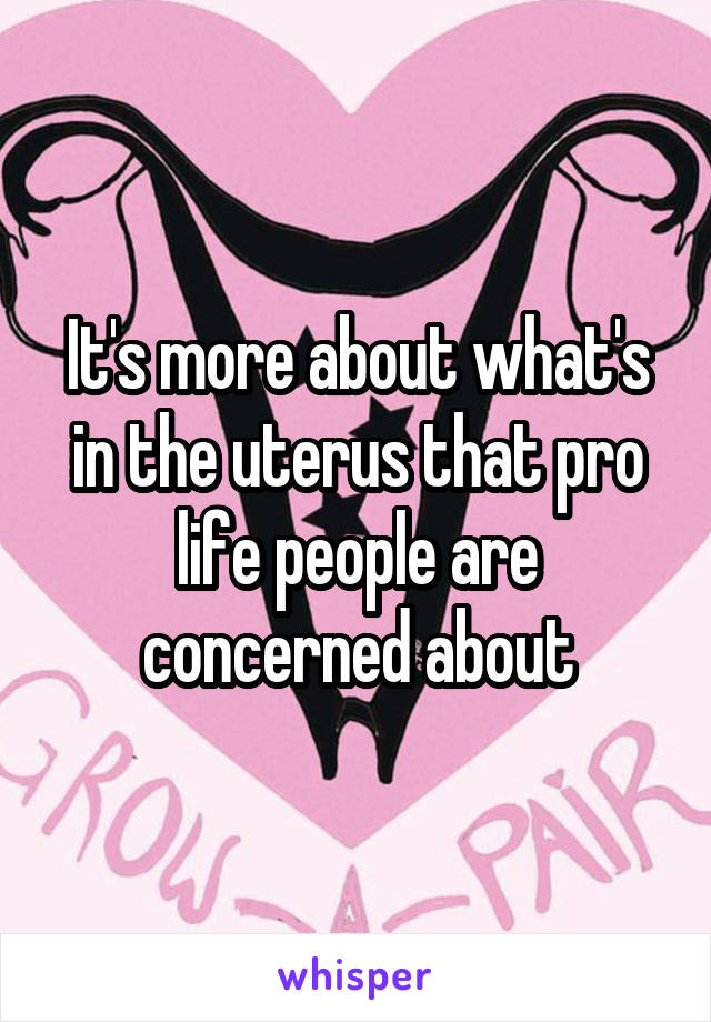 It's more about what's in the uterus that pro life people are concerned about