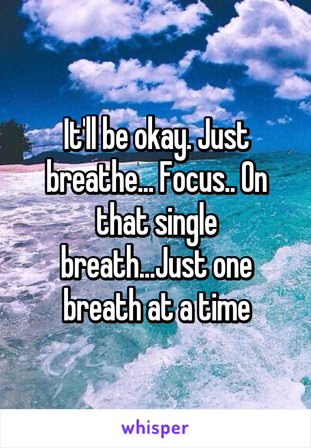 It'll be okay. Just breathe... Focus.. On that single breath...Just one breath at a time