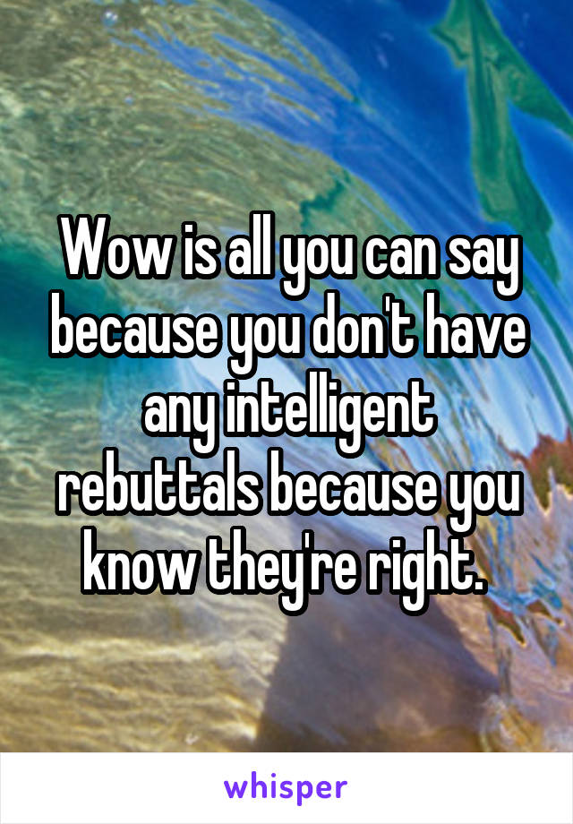 Wow is all you can say because you don't have any intelligent rebuttals because you know they're right. 