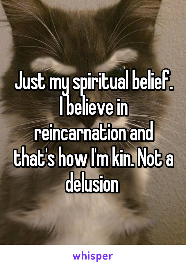 Just my spiritual belief. I believe in reincarnation and that's how I'm kin. Not a delusion 