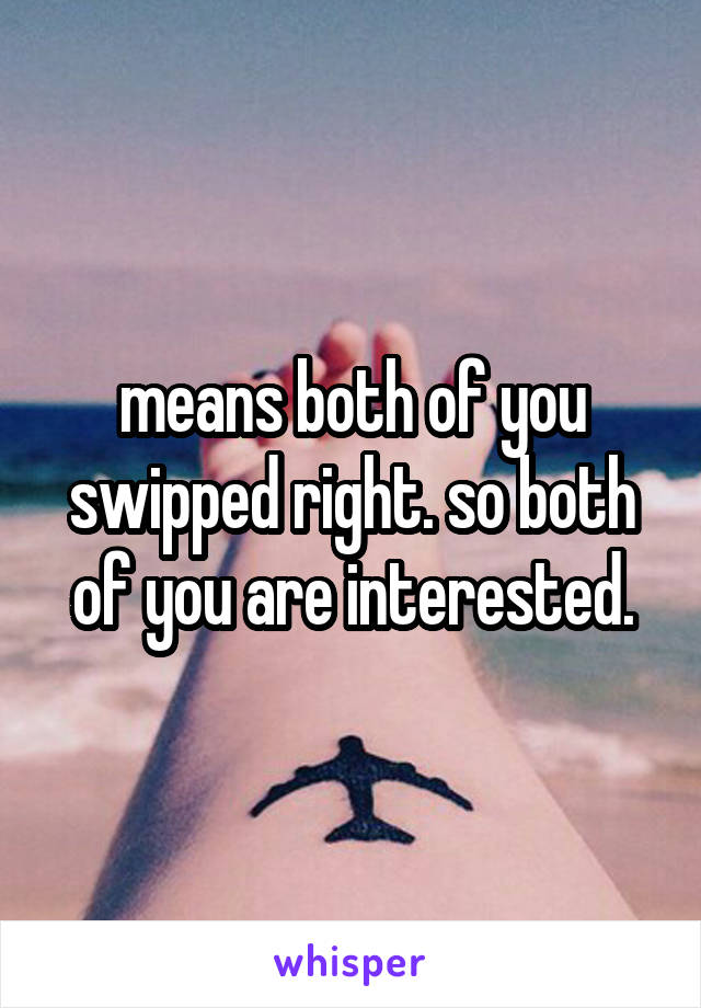 means both of you swipped right. so both of you are interested.