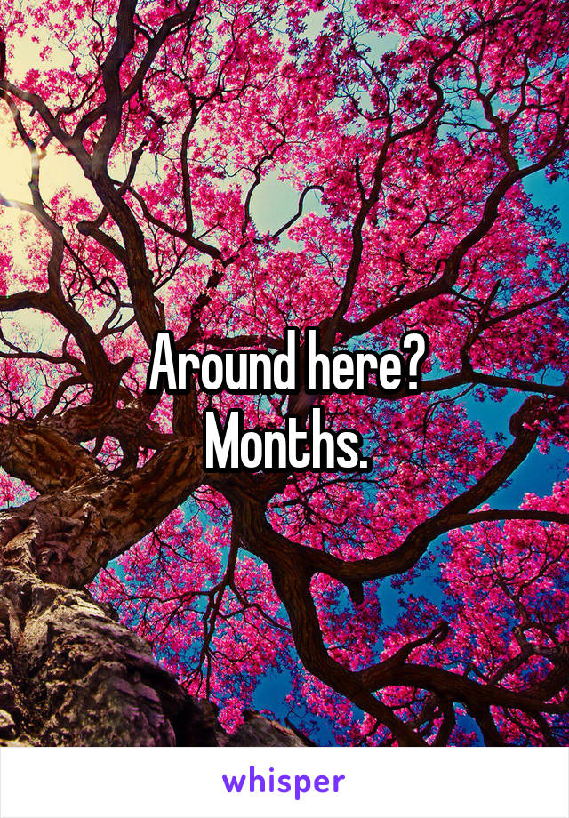Around here?
Months.