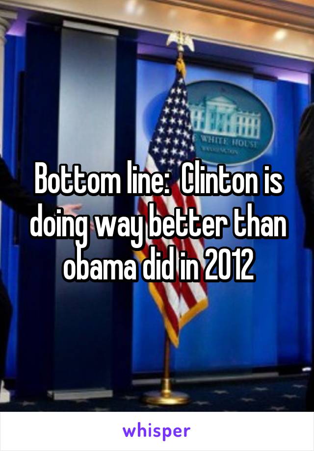 Bottom line:  Clinton is doing way better than obama did in 2012