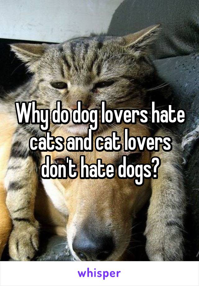 Why do dog lovers hate cats and cat lovers don't hate dogs?