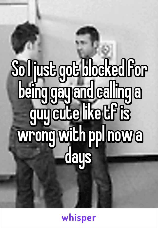 So I just got blocked for being gay and calling a guy cute like tf is wrong with ppl now a days 
