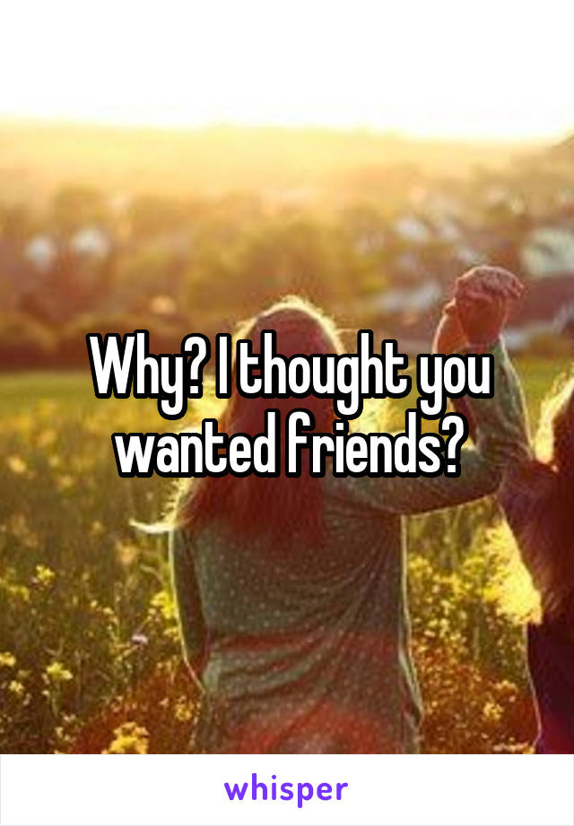Why? I thought you wanted friends?