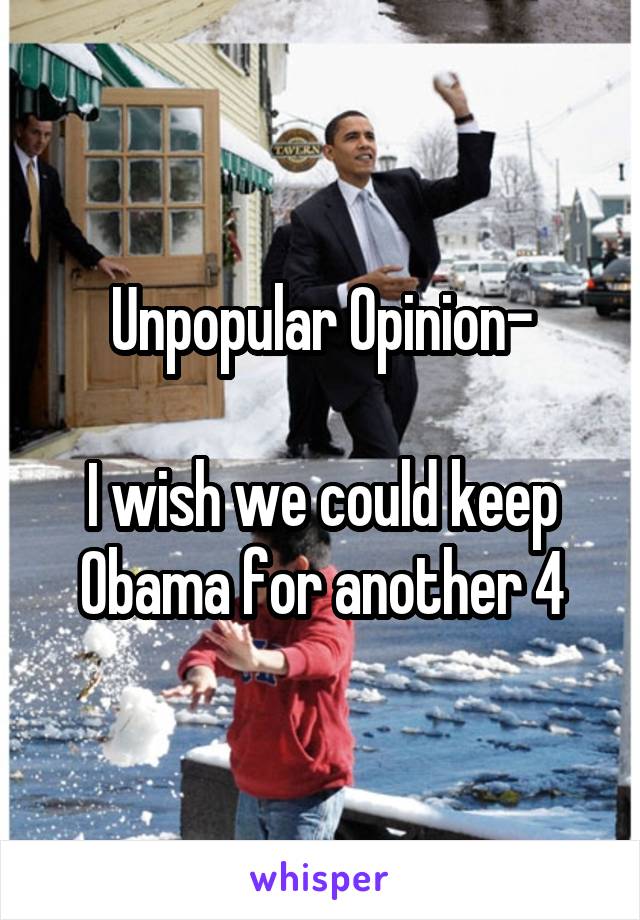 Unpopular Opinion-

I wish we could keep Obama for another 4