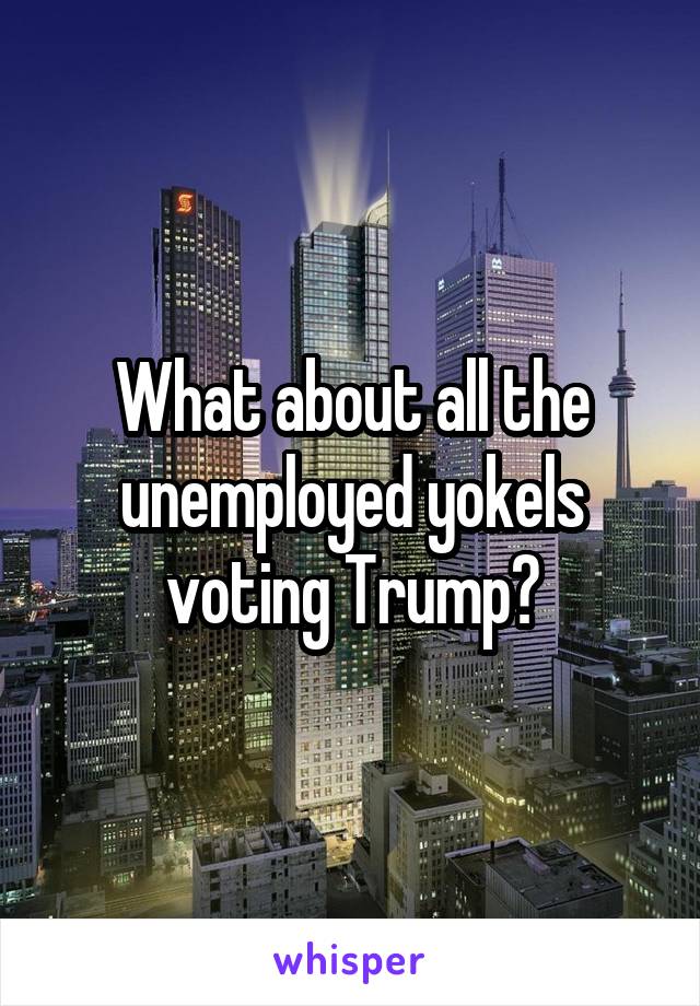What about all the unemployed yokels voting Trump?