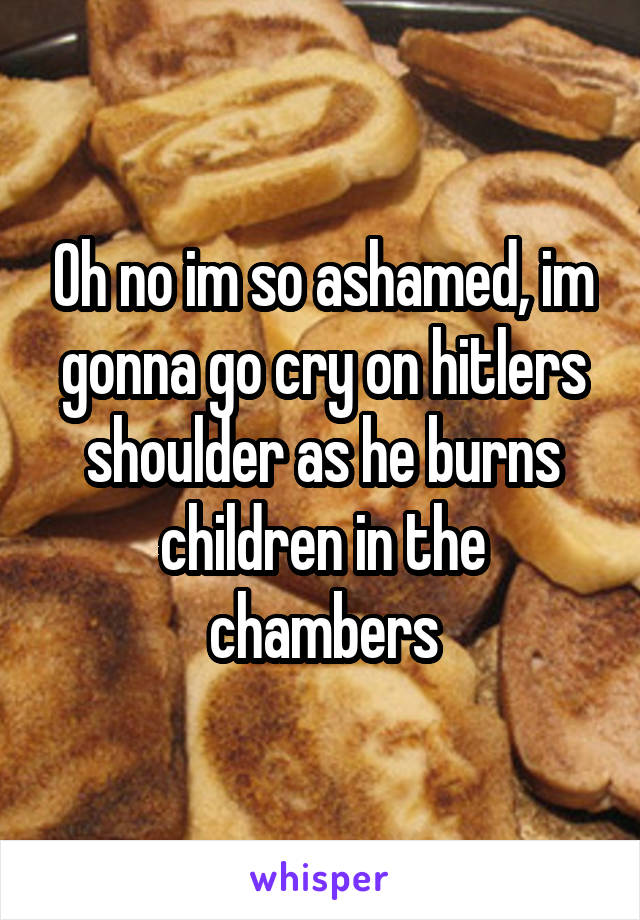 Oh no im so ashamed, im gonna go cry on hitlers shoulder as he burns children in the chambers