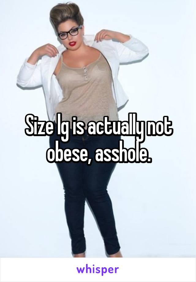Size lg is actually not obese, asshole.