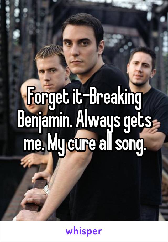 Forget it-Breaking Benjamin. Always gets me. My cure all song.