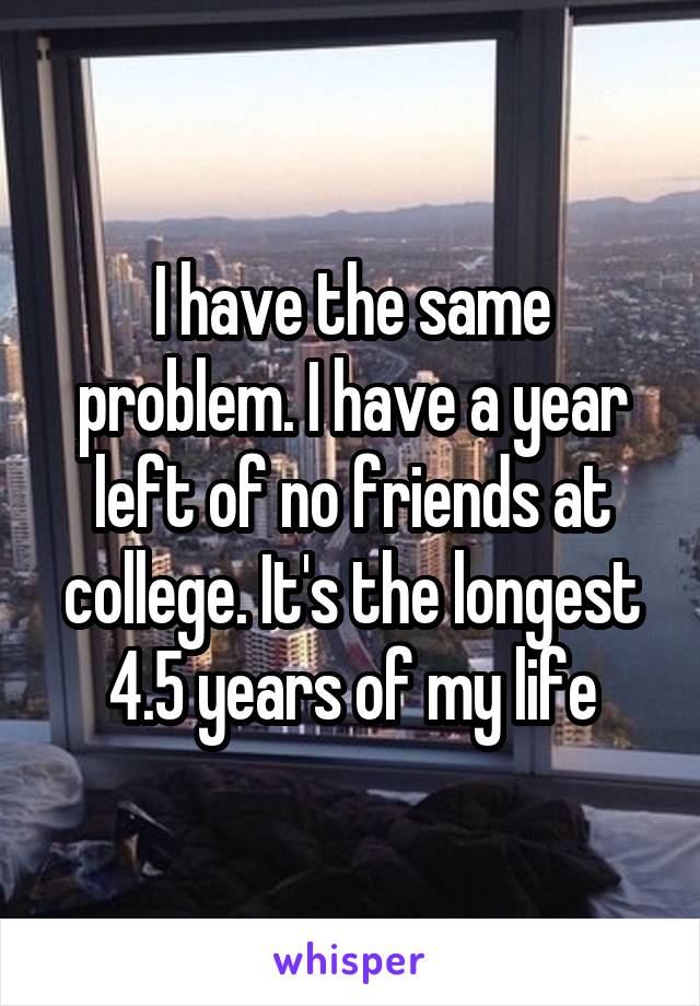 I have the same problem. I have a year left of no friends at college. It's the longest 4.5 years of my life