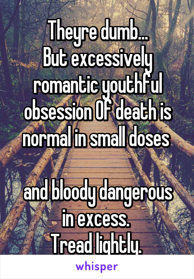 Theyre dumb...
But excessively romantic youthful obsession Of death is normal in small doses 

and bloody dangerous in excess. 
Tread lightly. 