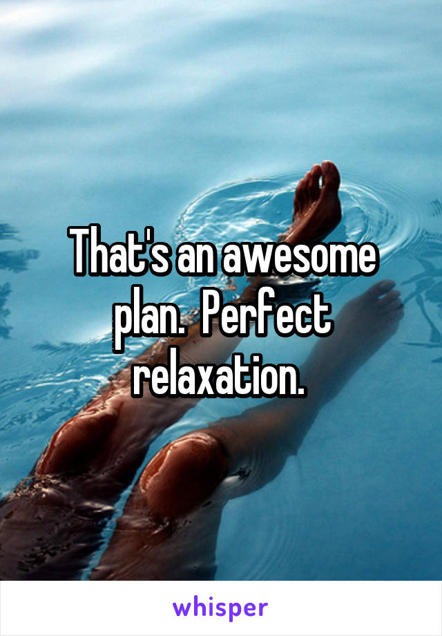 That's an awesome plan.  Perfect relaxation. 