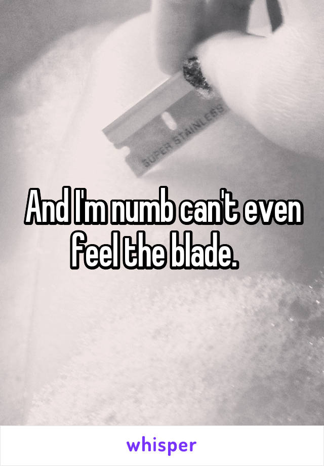 And I'm numb can't even feel the blade.   