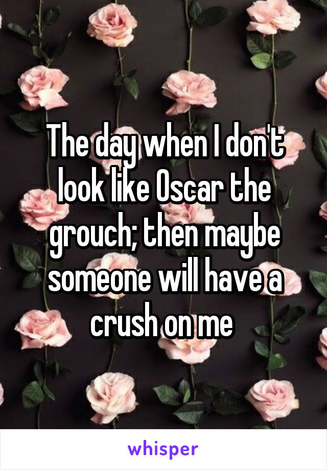 The day when I don't look like Oscar the grouch; then maybe someone will have a crush on me 