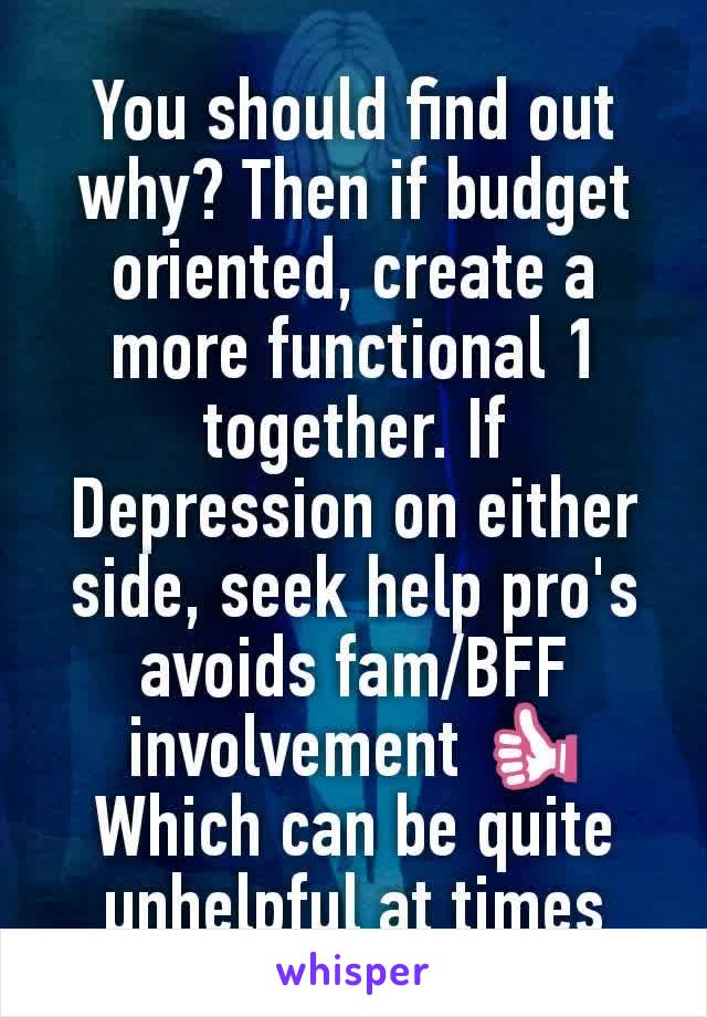 You should find out why? Then if budget oriented, create a more functional 1 together. If Depression on either side, seek help pro's avoids fam/BFF  involvement 👍Which can be quite unhelpful at times