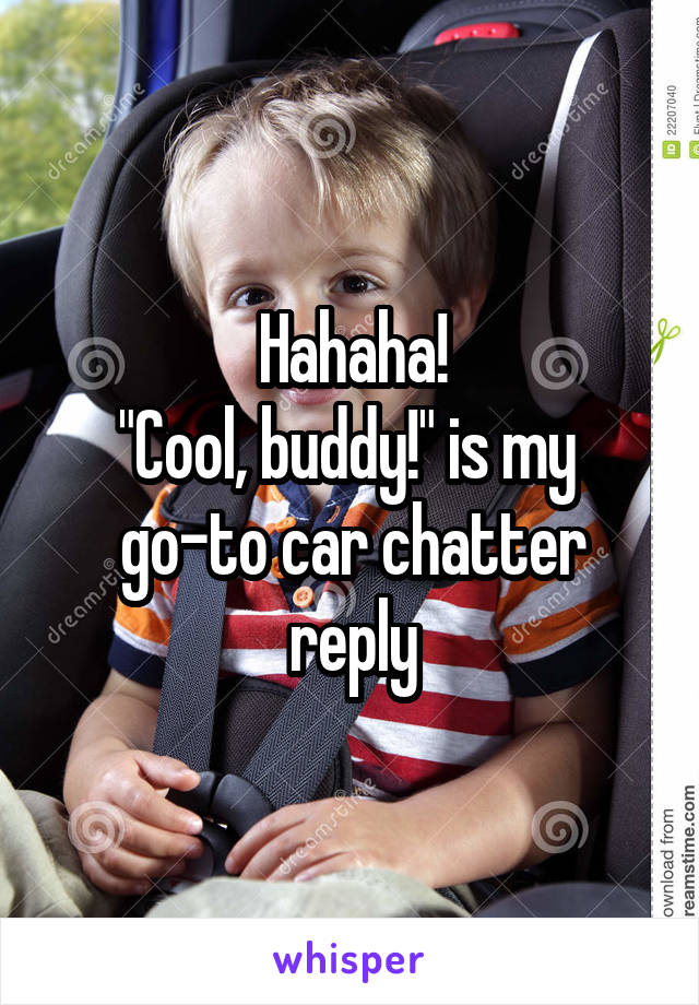 Hahaha!
"Cool, buddy!" is my 
go-to car chatter reply