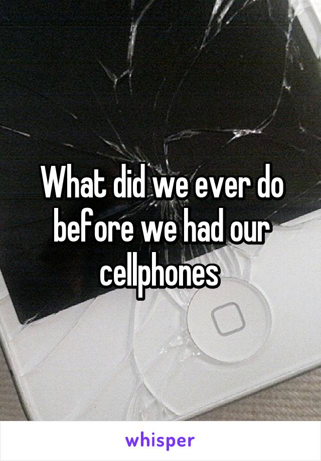 What did we ever do before we had our cellphones 