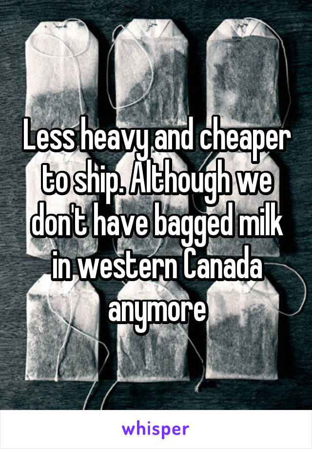 Less heavy and cheaper to ship. Although we don't have bagged milk in western Canada anymore