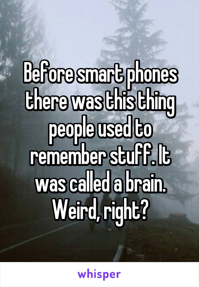 Before smart phones there was this thing people used to remember stuff. It was called a brain. Weird, right?