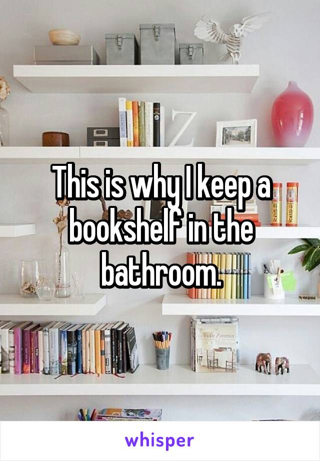 This is why I keep a bookshelf in the bathroom.
