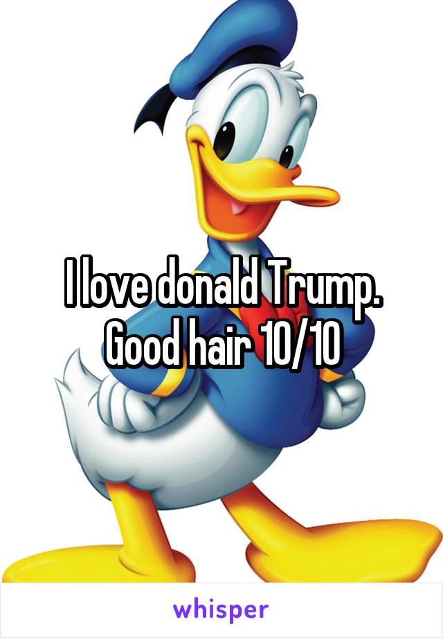 I love donald Trump. Good hair 10/10