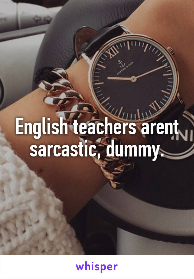 English teachers arent sarcastic, dummy.