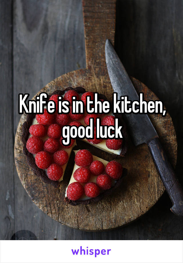 Knife is in the kitchen, good luck
