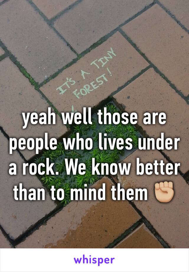 yeah well those are people who lives under a rock. We know better than to mind them ✊🏼