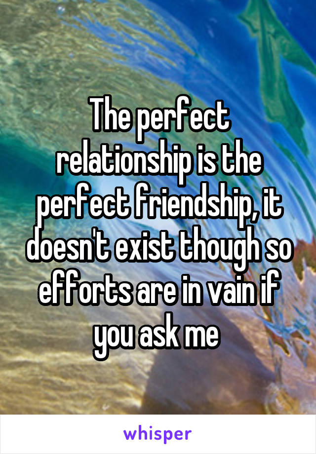 The perfect relationship is the perfect friendship, it doesn't exist though so efforts are in vain if you ask me 
