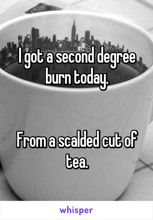 I got a second degree burn today.


From a scalded cut of tea.