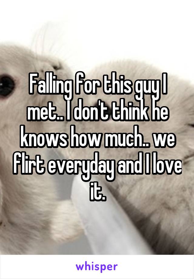 Falling for this guy I met.. I don't think he knows how much.. we flirt everyday and I love it.