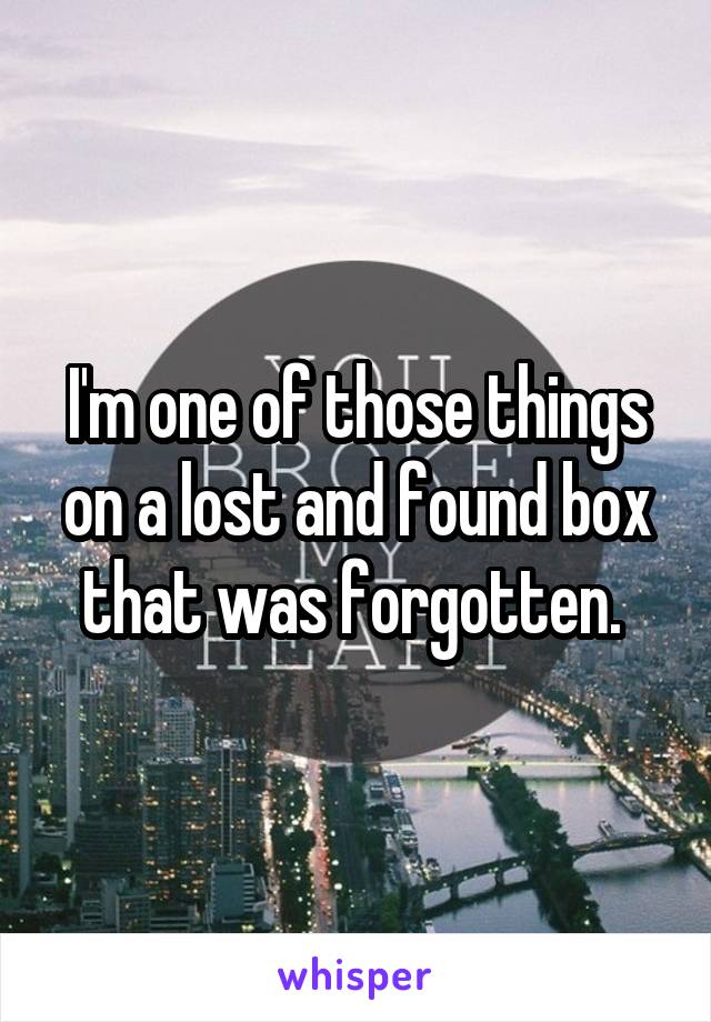 I'm one of those things on a lost and found box that was forgotten. 