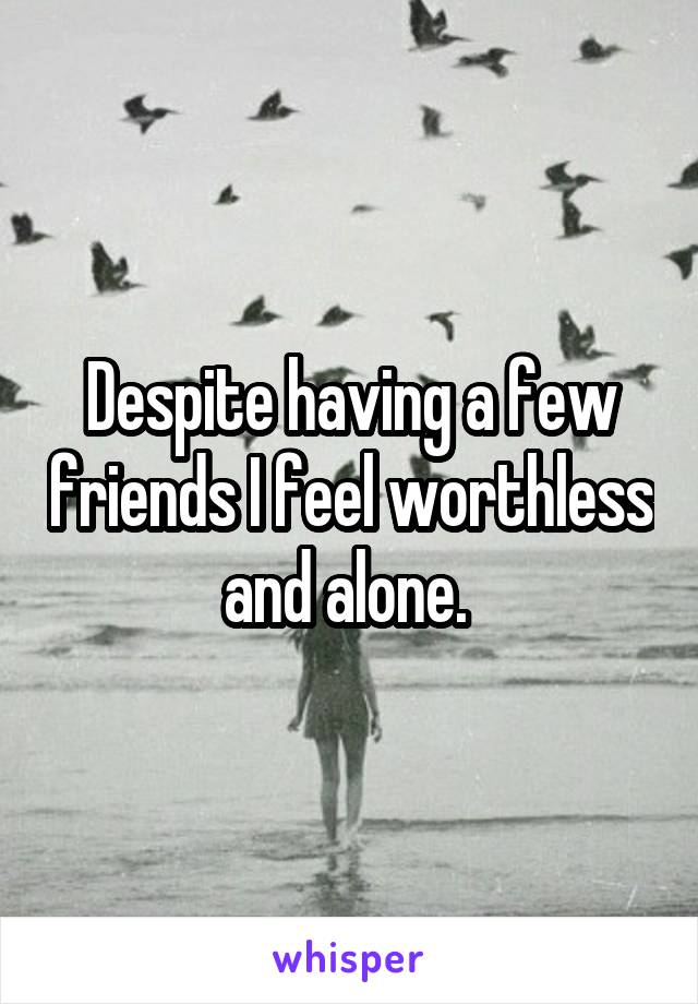 Despite having a few friends I feel worthless and alone. 