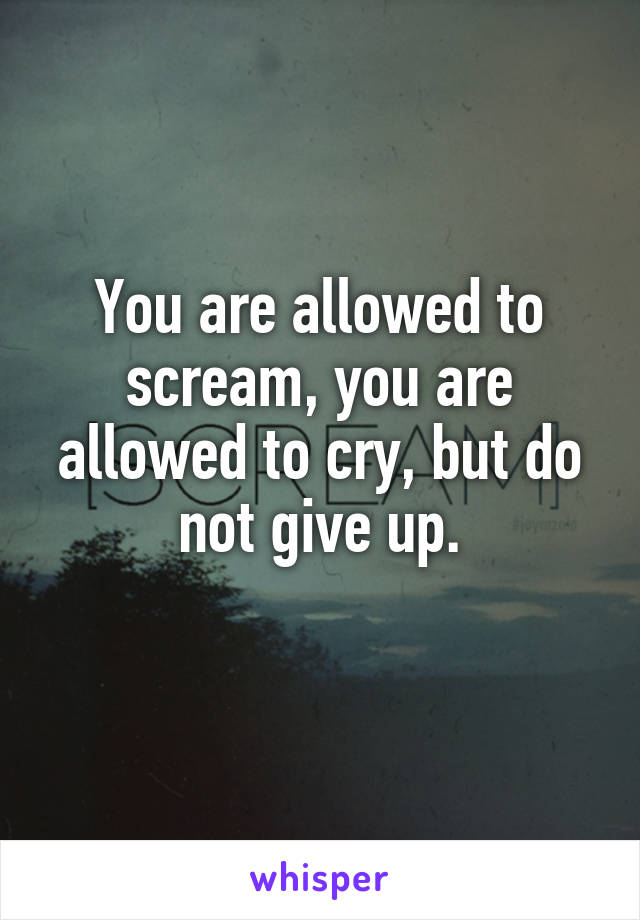 You are allowed to scream, you are allowed to cry, but do not give up.
